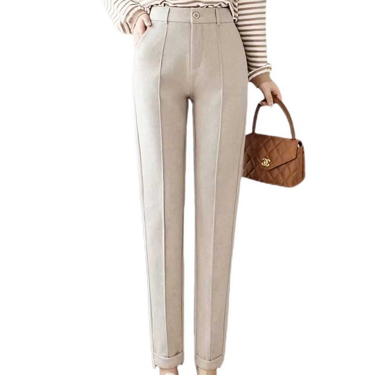 Women High Waisted Woolen Pants | Pencil Cut Trousers | Casual Office Suit Pants