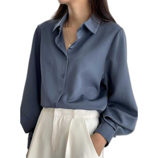 Women Lantern Sleeves Top | Vintage Loose Button-Down Shirt