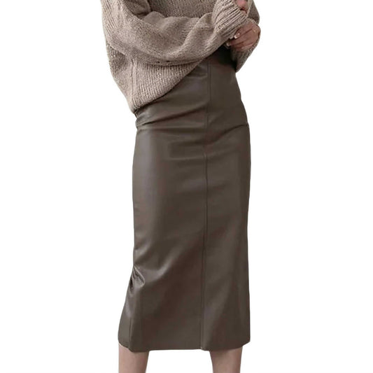 Women Leather Midi Skirt | Classic High Waisted Office Skirt | Party Bodycon Wrap