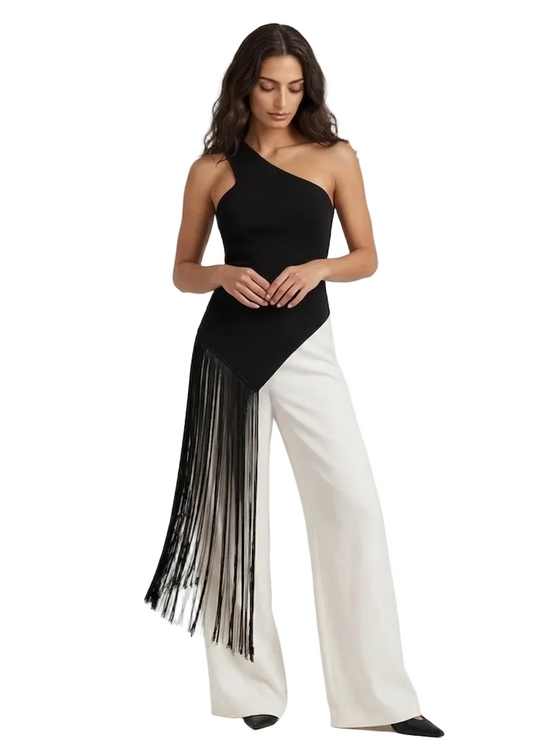 Women Tassel Knitted Top | Sleeveless | Holiday | Summer | Asymmetrical Party Top