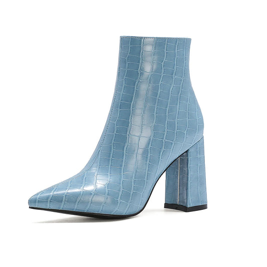 Women Plush Cowgirl Boots | Leather Ankle Boots | Chelsea Boots | Cossacks | Pointy Toe Wedge Heel