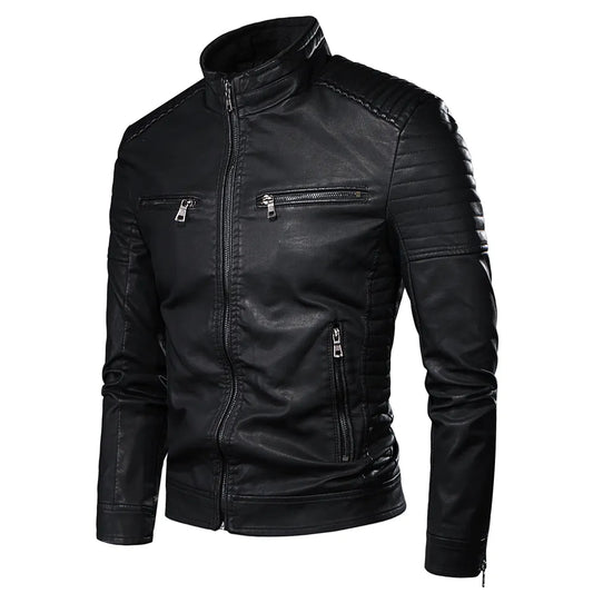 Men Causal Vintage Leather Jacket | Motor Biker Pocket Jacket