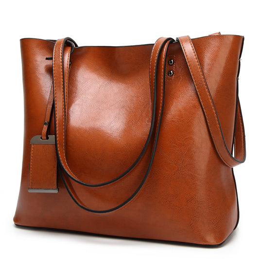 Women Large Leather Office Handbag | Double Strap Shoulder Bag
