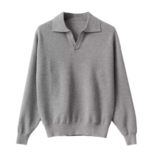 Men Polo Knitted Sweater | Long Sleeve V-Neck Casual Knitwear