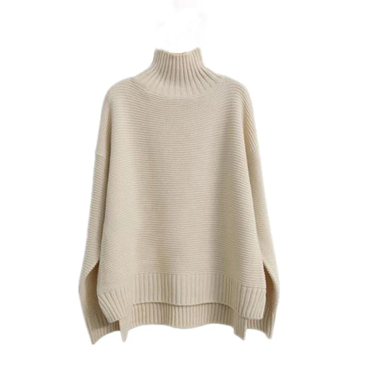 Women Cashmere Sweater | High Neck Thick Wool Pullover