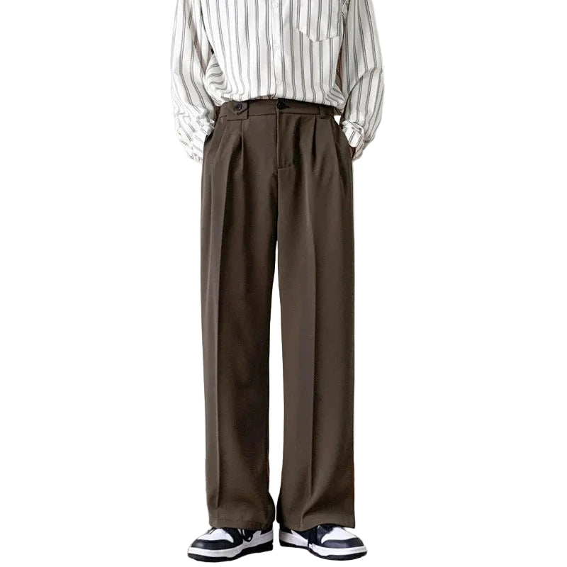mens wide leg dress pants Fratello Slacks Navy Baggy Trousers DP-106 Men's Designer Wool Pleated Wide