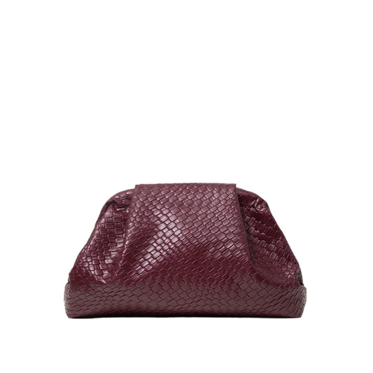 Women Vintage Leather Woven Pattern Clutch Bag | Large Capacity Purse