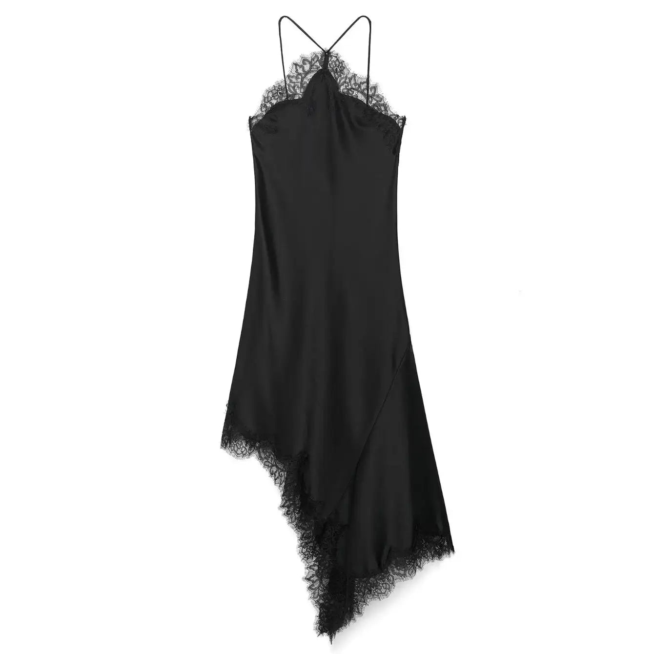 Women Lace Spliced Sling Dress | Sleeveless | Backless | Asymmetrical Paris Republica Women Lace Spliced Sling Dress | Sleeveless | Backless | Asymmetrical Paris Republica