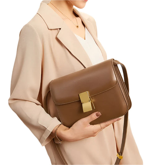 Women Genuine Leather Classic Flap Shoulder Bag | Crossbody Bag