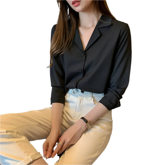 Women Button Down Blouse Shirt | Office Wear Long Sleeve Top