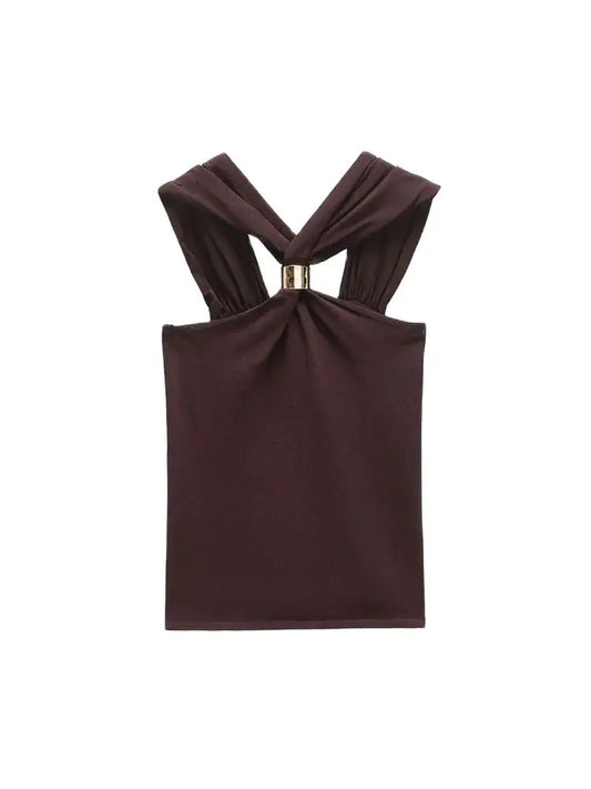 Women Knit Halter Neck Tank Top | Ring Top