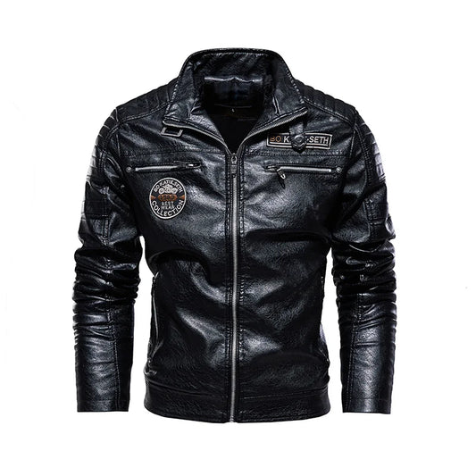 Leather Jacket Men | Fleece Motorcycle Windbreaker Slim Coat | Removable Fur Collar
