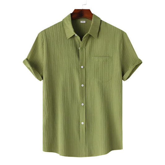 Men Cotton Linen Summer Shirt | Short Sleeve Button Down | Beach Shirt | Casual Breathable Holiday Hawaiian Shirt