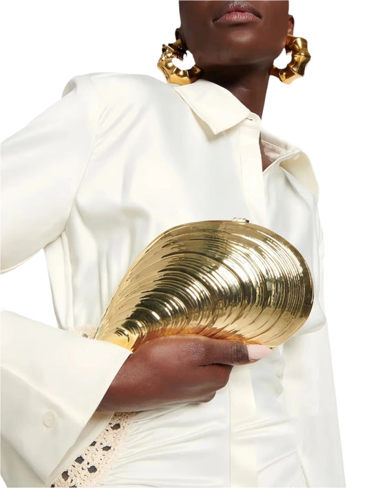 Women Retro Metal Large Shell Bag | Party Bag | Shoulder Bag | Crossbody Evening Bag | Clutch