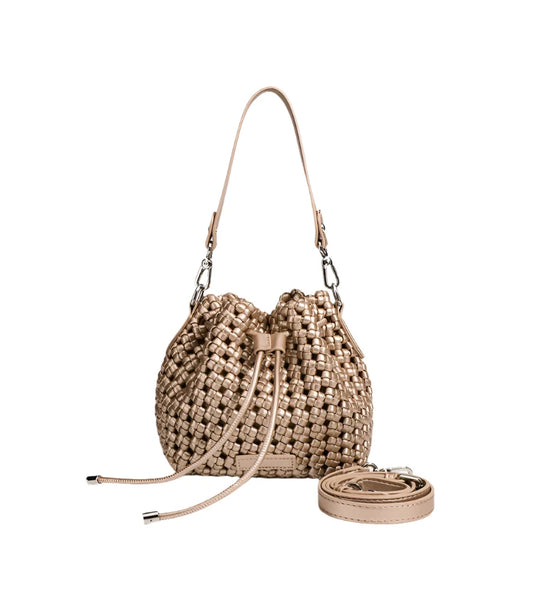 Women Leather Hollow Cut Woven Crossbody Bag