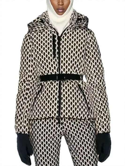 Women Winter Windproof Skiing Jacket | Padded Sport Parkas Jacket | Belt | Hooded | Thick | Warm | Pockets