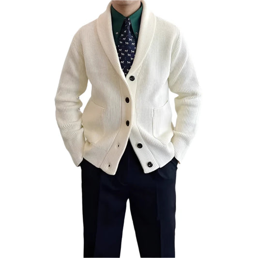 Men Wool Blend Buttoned Sweater | Casual Long Sleeve Vintage Cardigan