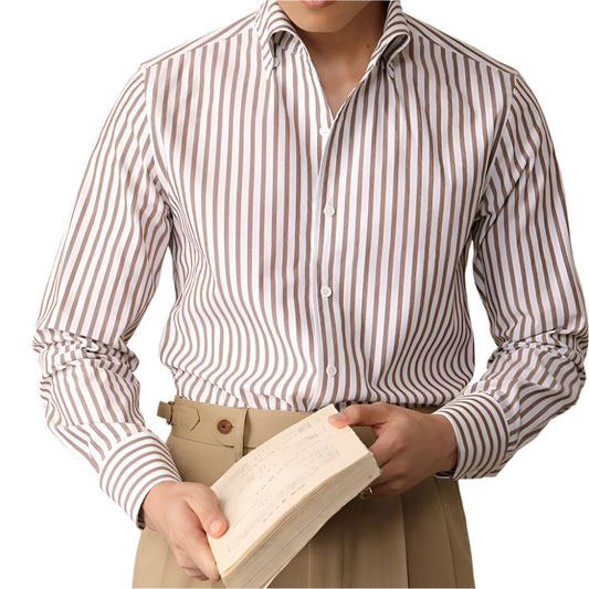 Men Striped Cotton Dress Shirt | Long Sleeve | Cotton Blend | Office Shirt | Tuxedo Striped Shirt