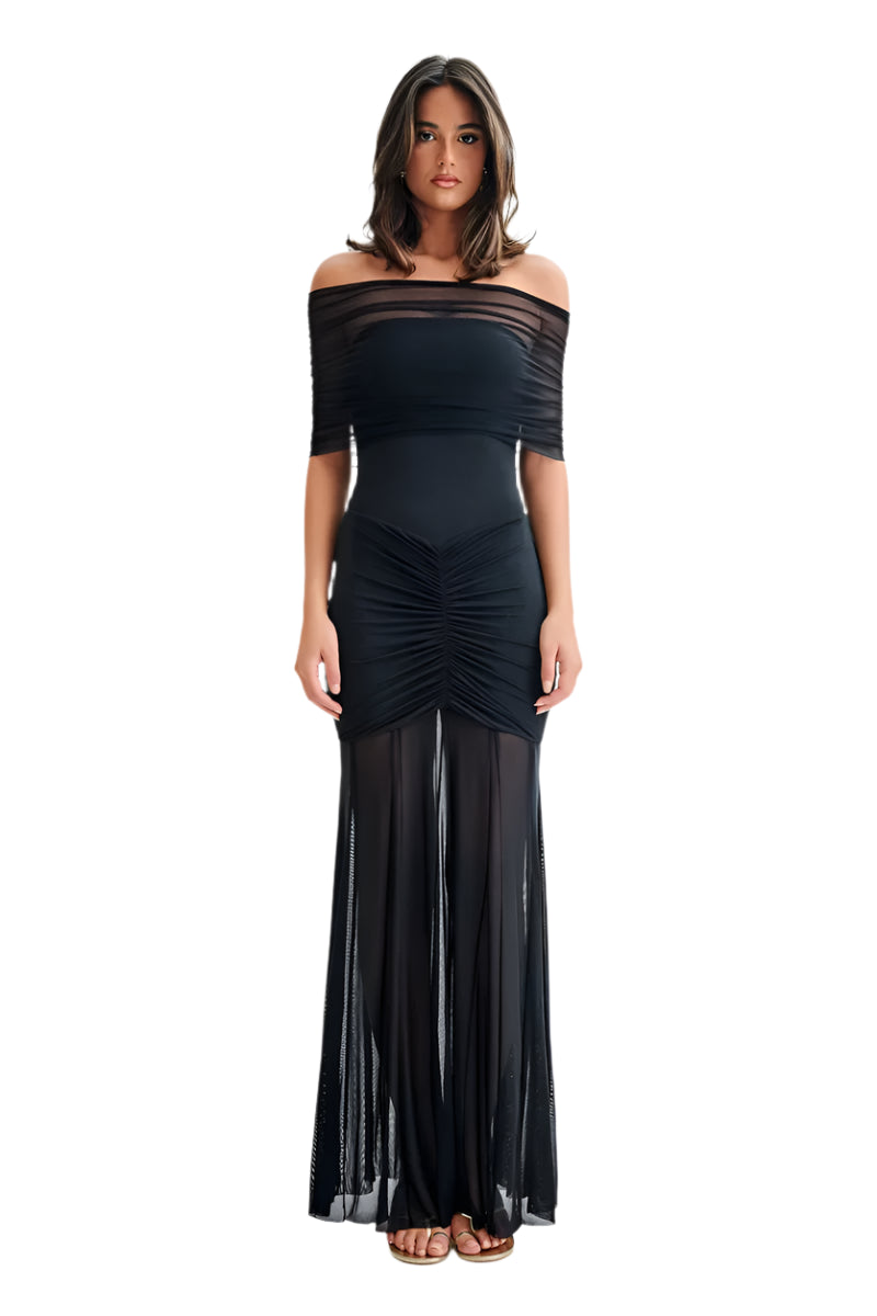 mesh off shoulder maxi dress Plus Size Sleeveless Mesh Off Shoulder, Emilee Off Shoulder Maxi Dress in Blue, Size 2X,
