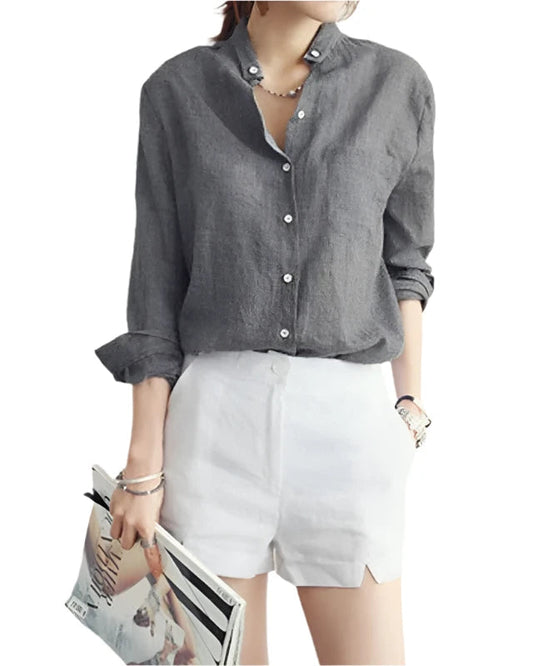 Women Linen Long Sleeve Blouse | Summer Shirt