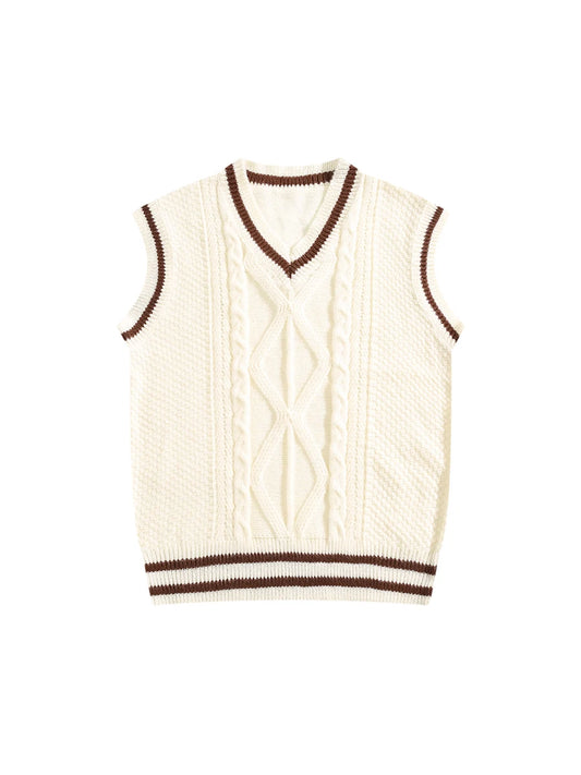 Men V-Neck Sleeveless Knitted Cashmere Vest | Wool Vest Sweater | British College Style Sweater Waistcoat