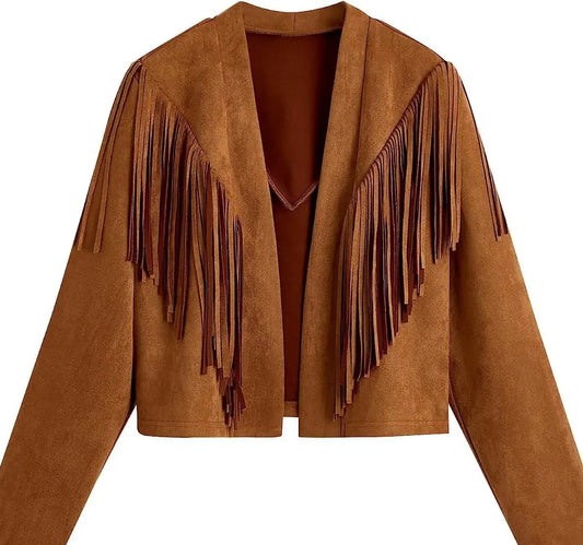 Women Fringed Leather Jacket | Suede Cowboy Jacket | Fringe Jacket