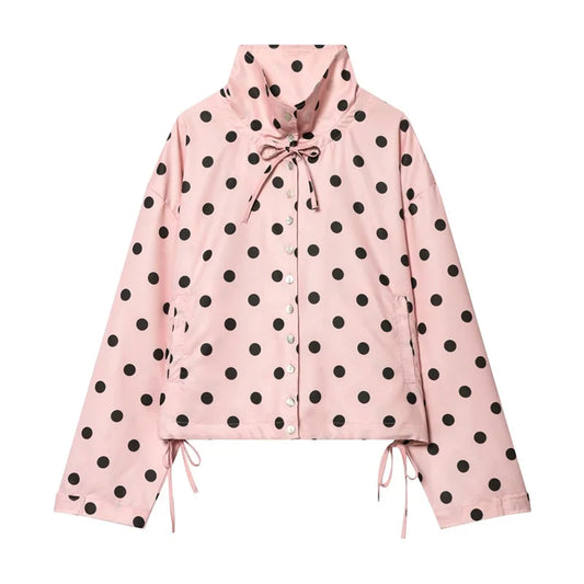 Women Polka Dot Jacket | Long Sleeve | Loose Coat