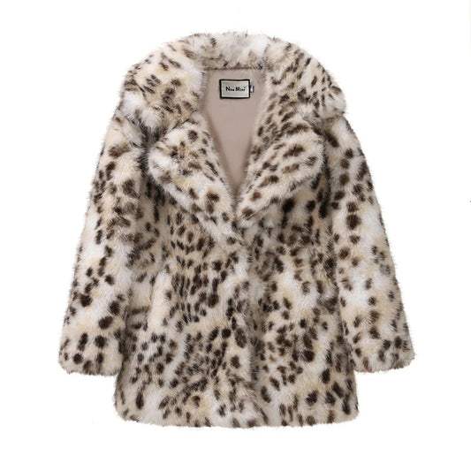 Women Long Leopard Fur Coat | Fur Jacket | White Leopard Long Overcoat