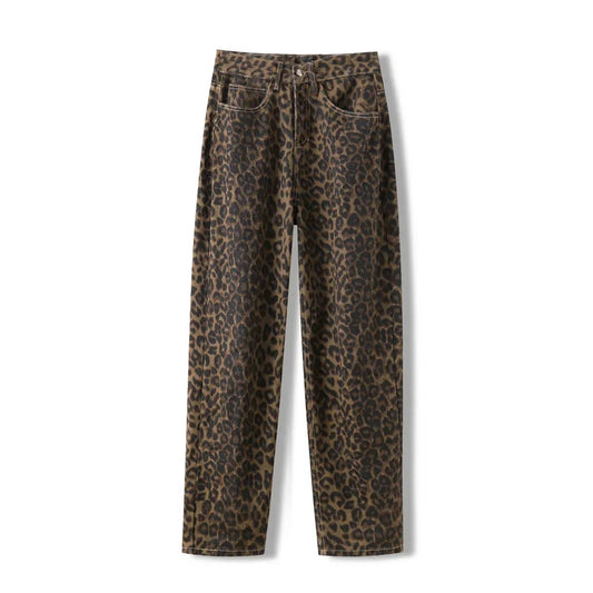 Women Leopard Jeans | Cheetah Jeans | Wide Leg Denim Pants | Cheetah Pants