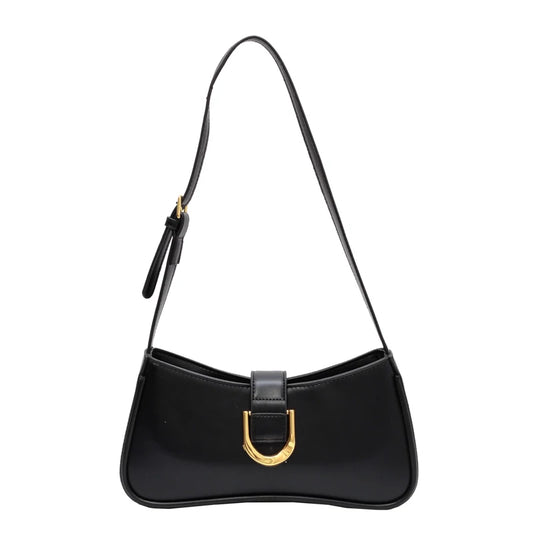 Women Leather Saddle Buckle Shoulder Bag
