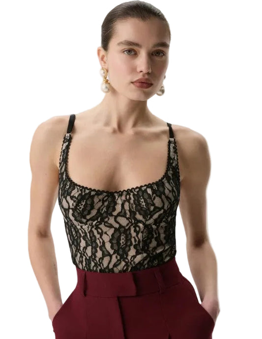 Women Lace See-Through Tank Top | Slim | Cropped Top | Printed Vest