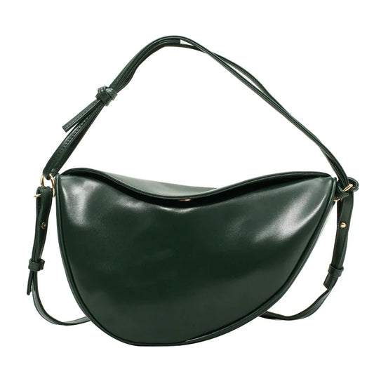 Women Large Capacity Leather Saddle Crossbody Bag