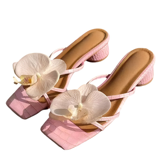 Women Orchid Flower Sandals | Vacation | Beach Sandals | Orchid Sandals | Small Heels