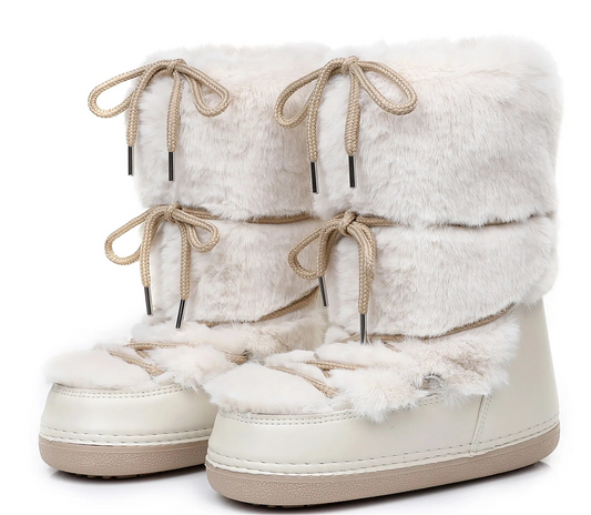 Women Winter Snow Boots | Mid-Calf | Lace-Up | Fur Ski Boots | Platform | Waterproof