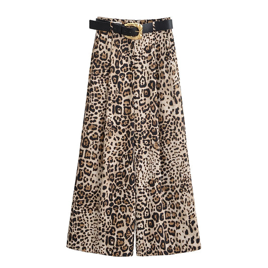 Women Satin with Belt High Waisted Trousers | Wide Leg Pants | Casual Pants