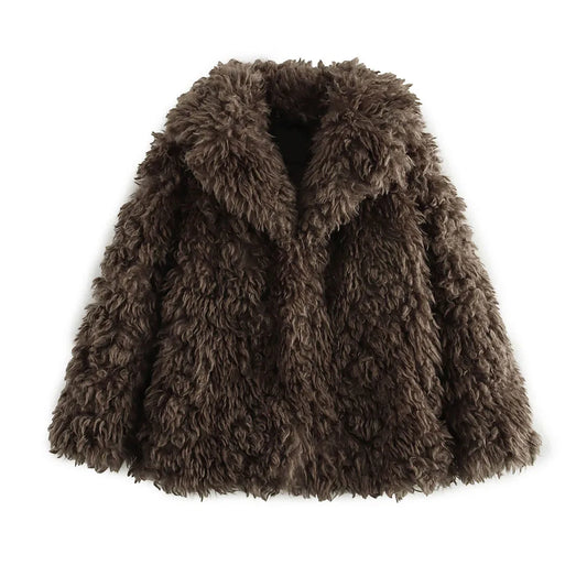 Women Brown Fur Short Coat