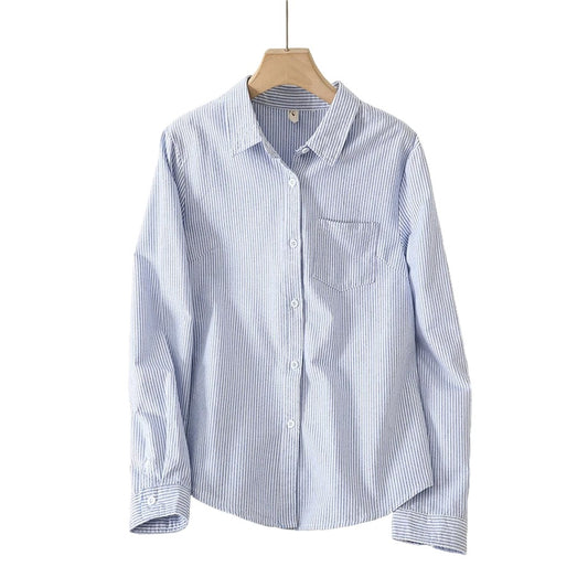 Women's Striped Oxford Shirt | Cotton Casual Button Up Dress Shirt