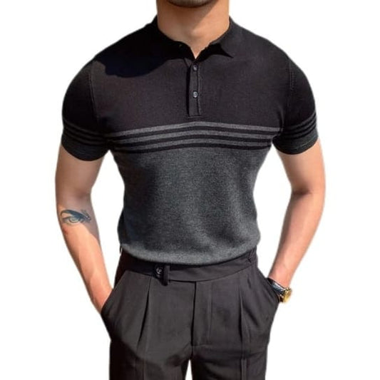 Men’s Striped Cotton Polo Shirts | Casual Short Sleeve Pullover
