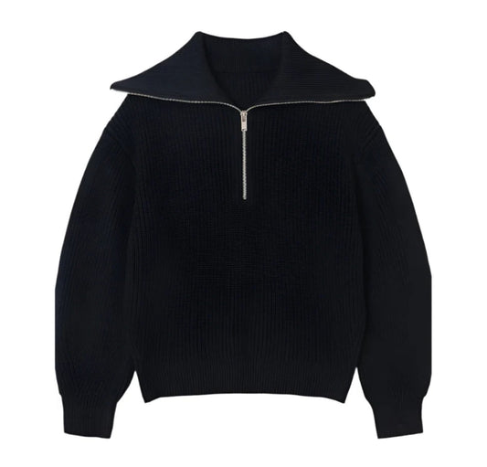 Women's Classic Quarter Zip Pullover | Plain Turtleneck Sweater | Winter Knitwear