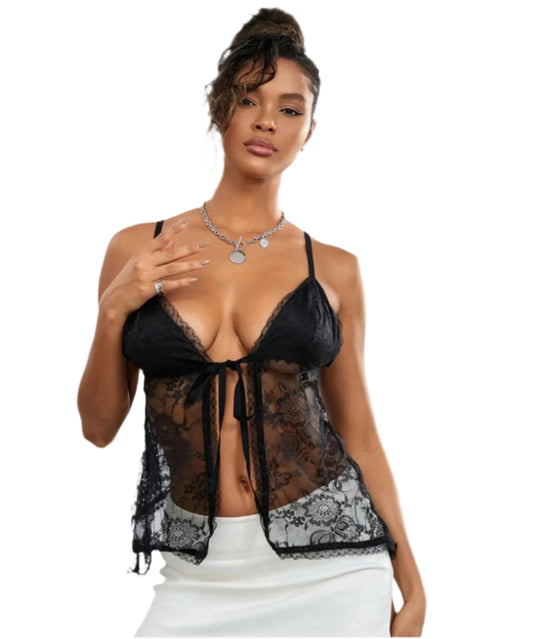 Women Lace Camisole Top | Sleeveless | See-Through Top