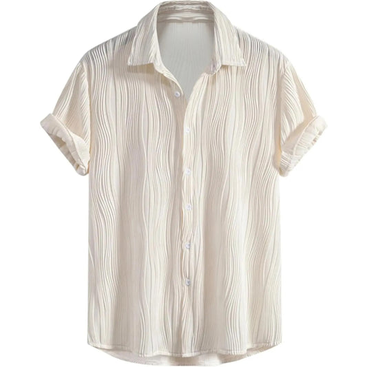 Men Cotton Textured Button Down Top | Summer Top