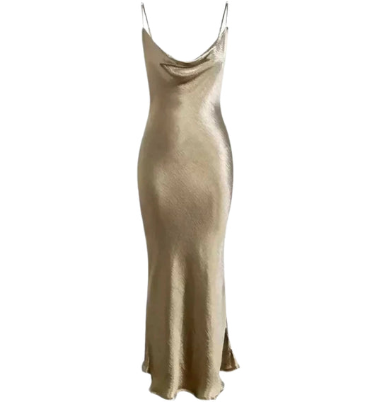 Satin Backless Dress | Long Elegant Trumpet Bodycon Dress | Spaghetti Strap Dress | Maxi Dress