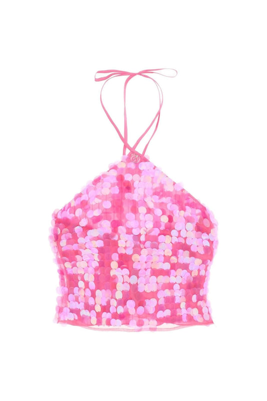 Women Sequin Halter Top | Tank Top | Glitter Tie-Up Vest | Backless Cami Top | Party