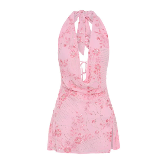 Women Sequin Beaded Mini Dress | Bodycon | Sleeveless | Backless | Elegant Party Dress