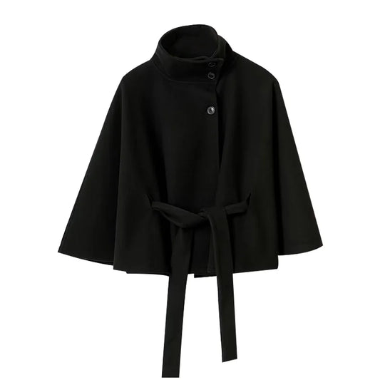 Women Trench cape Coat | Stand Collar Windbreaker | Cape Long Sleeve | Batwing Sleeves | Autumn