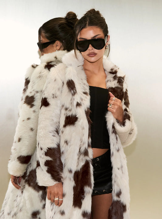 Women Winter Animal Print Fur Coat | Thick Warm Long Coat