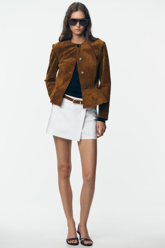 Women Suede Short Jacket | Long Sleeve | Autumn Jacket