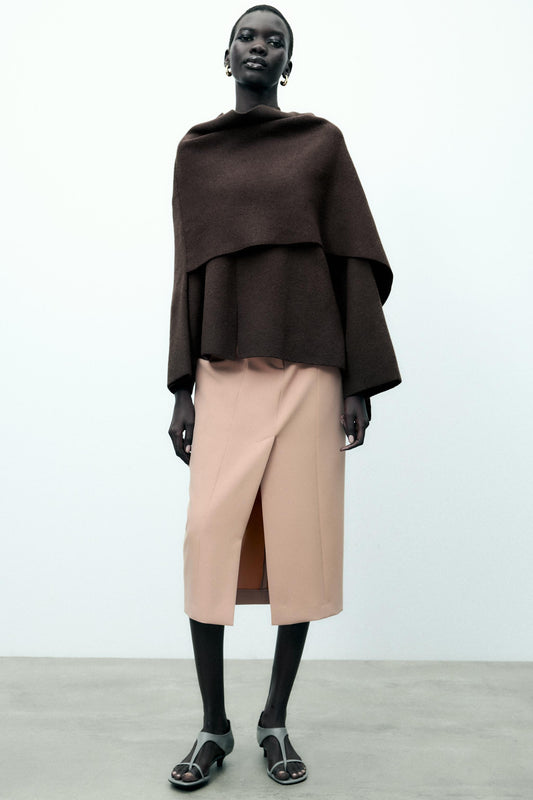 Women Asymmetric Scarf Short Knitted Jacket | Thick