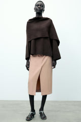 Women Asymmetric Scarf Short Knitted Jacket | Thick