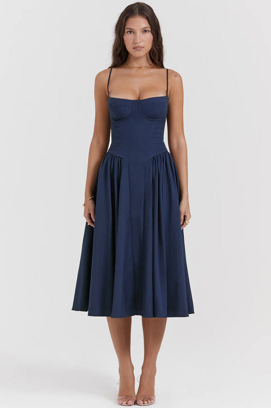 Women Pleated Sling Summer Dress